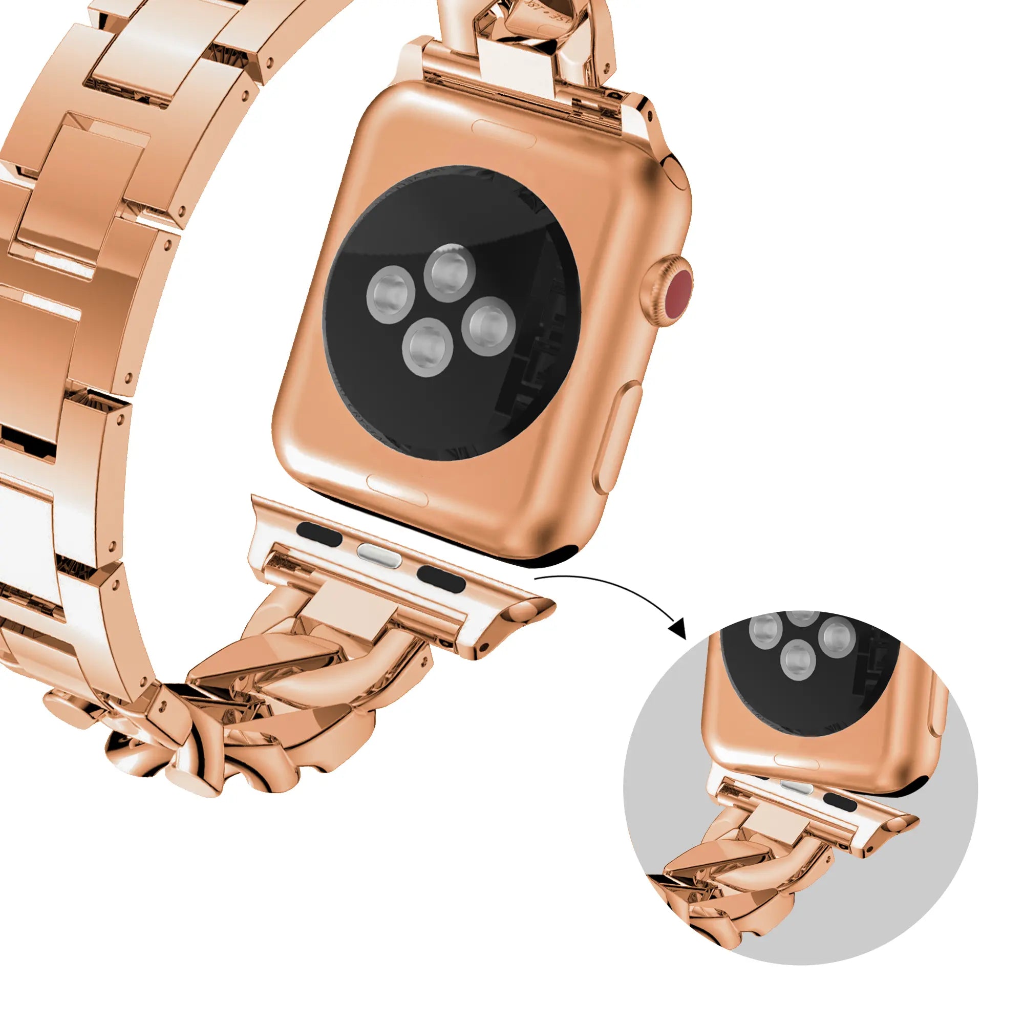 Bandz Bracelet chain diamond Apple Watch (or rose)