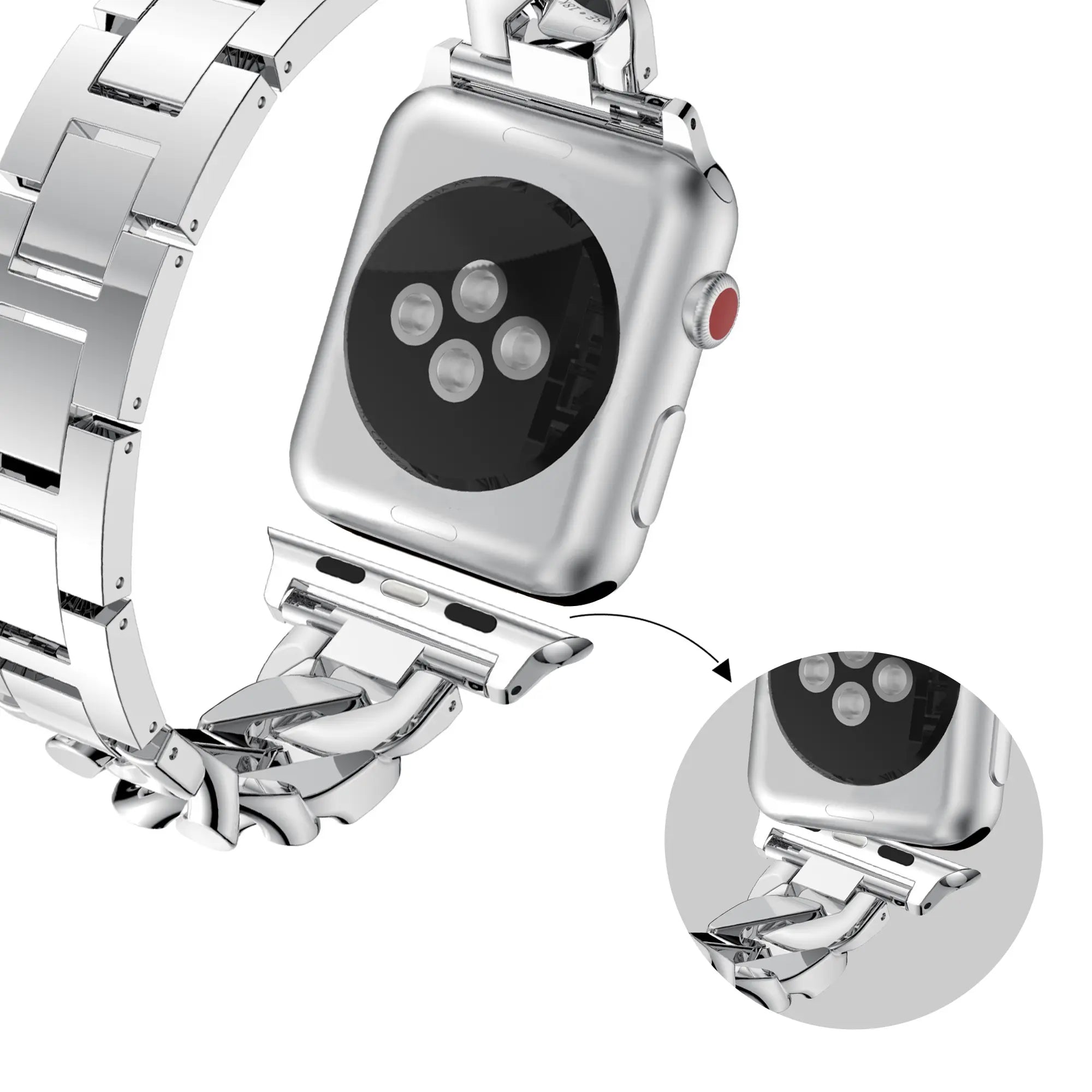 Bandz Apple Watch Chain Diamond Strap (Silver)