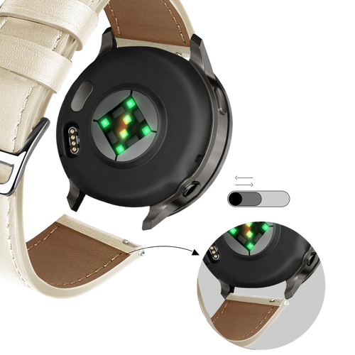 Bandz Garmin Forerunner 55 Leather Strap 'Deluxe' (Beige)
