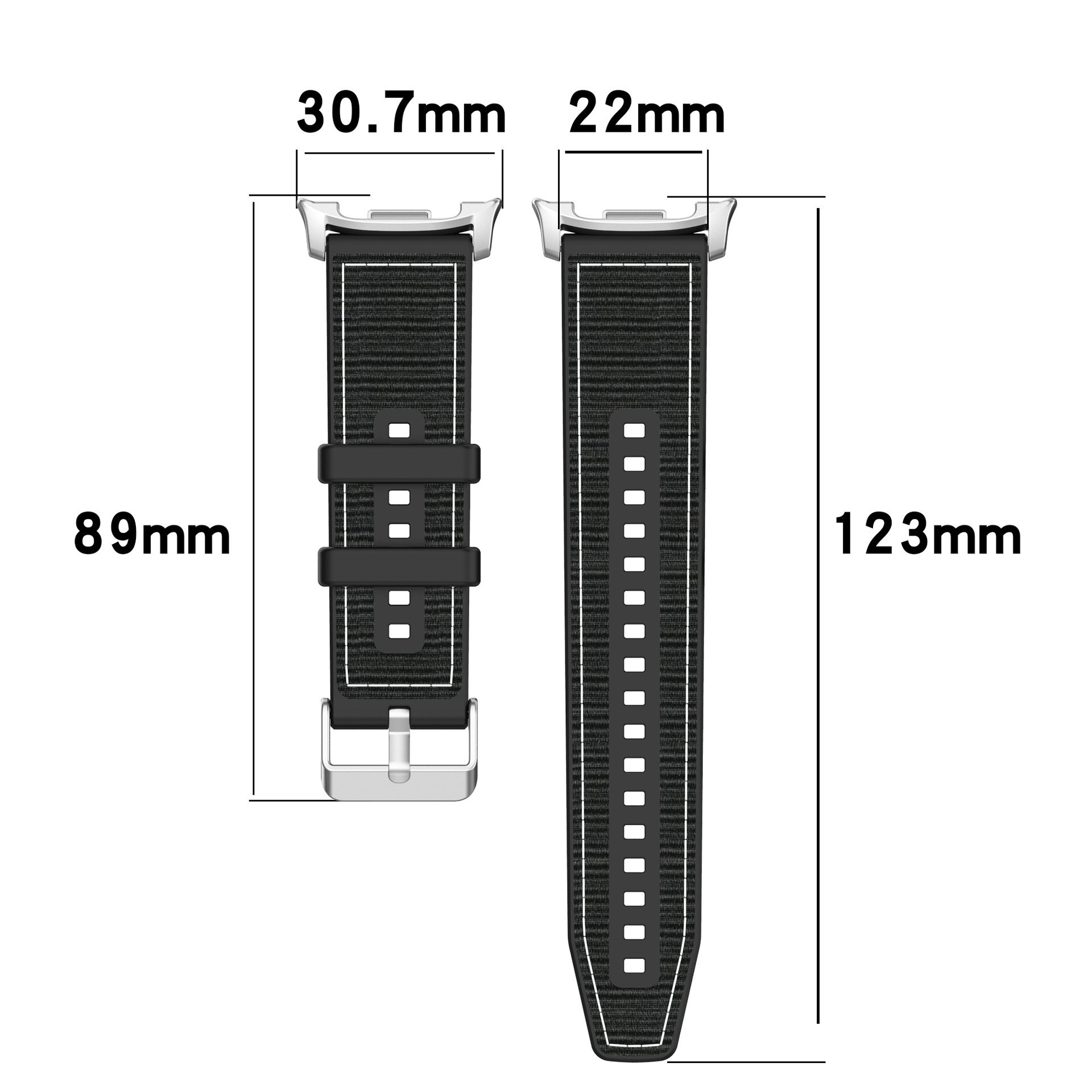 Samsung Galaxy Watch 9 - 44mm Nylon Hybrid Strap (Black)