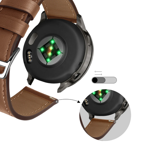 Bandz Garmin Forerunner 255s Leather Strap 'Deluxe' (Brown)