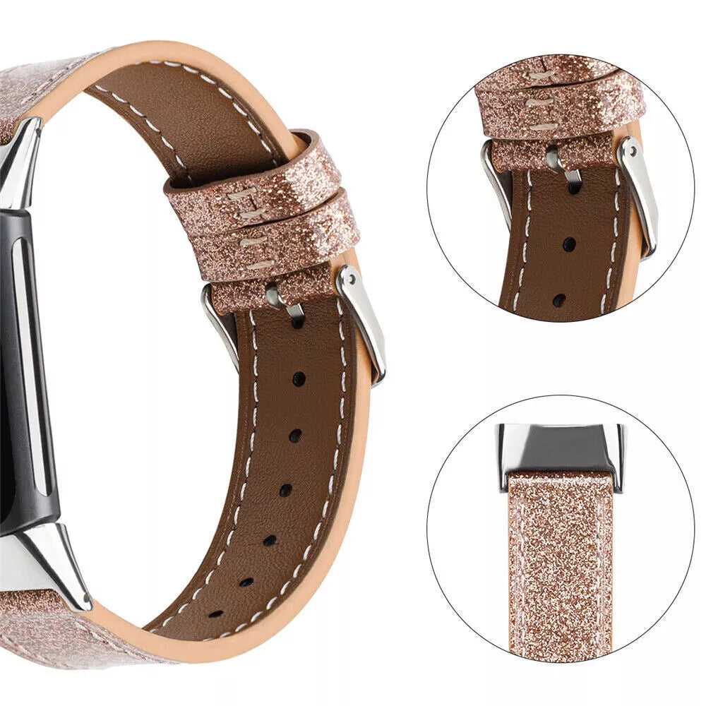Bracelet cuir Fitbit Charge 6 (or foncé)