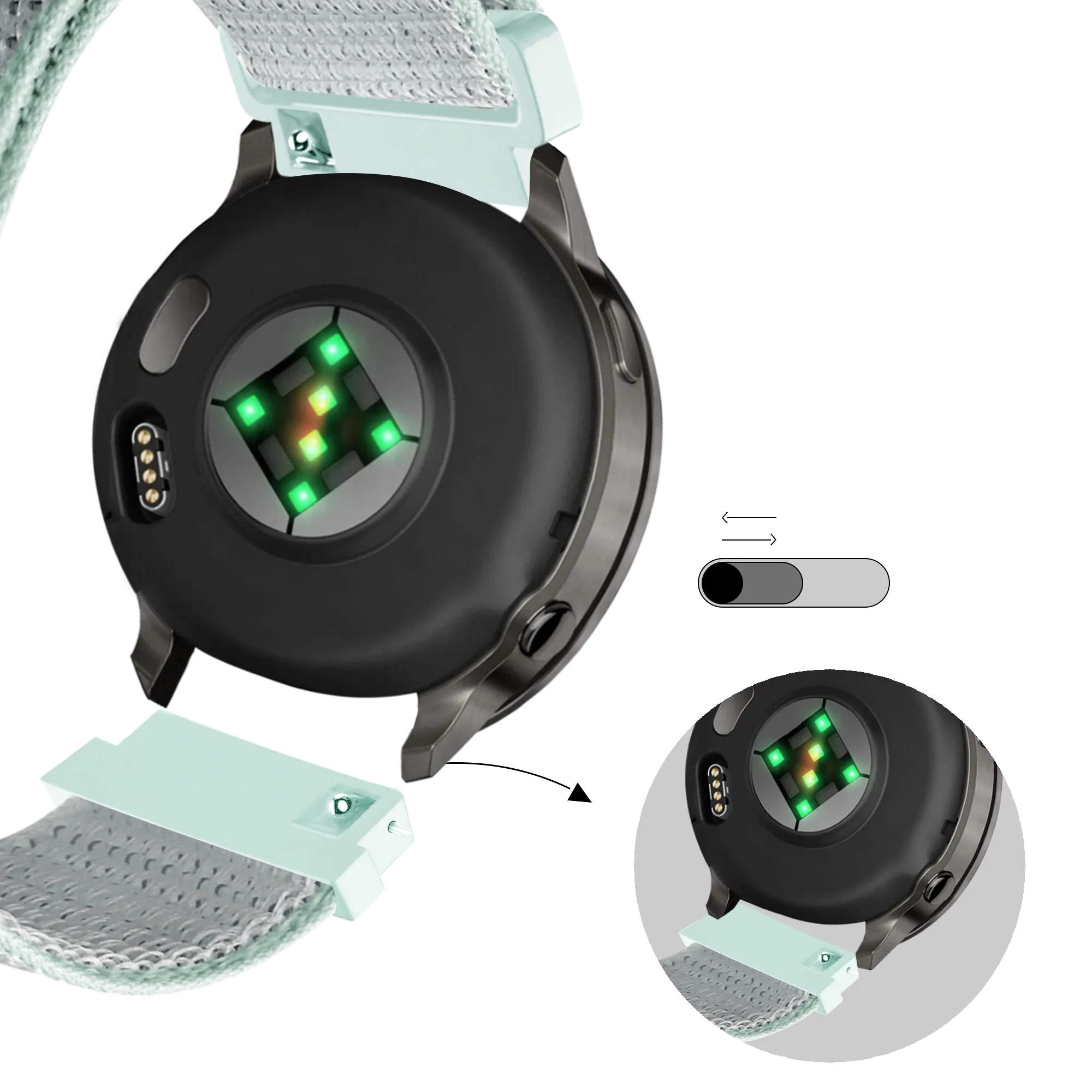 Bandz Bracelet nylon Loop Garmin Forerunner 645 (cyan)