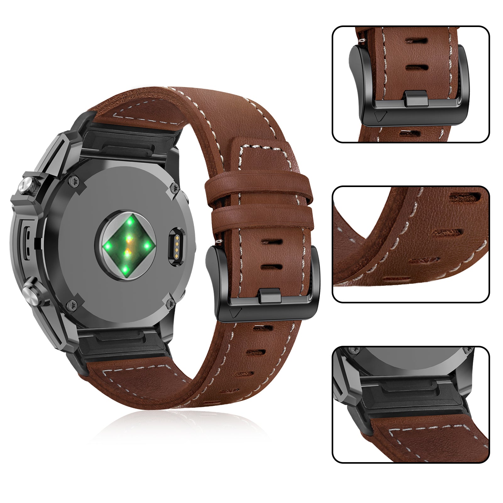 Garmin Forerunner 945 Premium Leather Strap (Dark Brown)