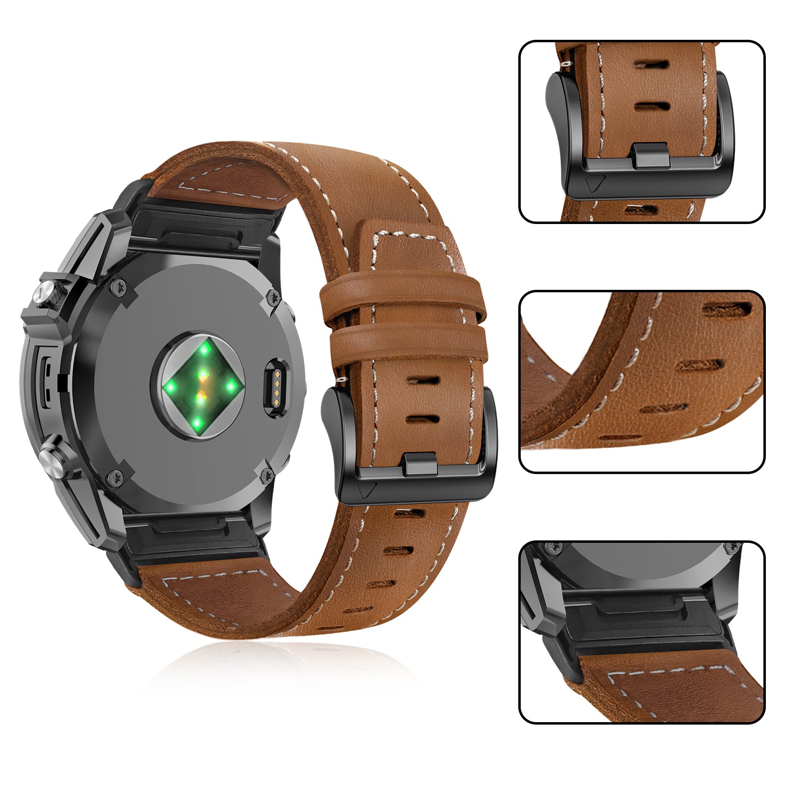 Garmin Forerunner 945 Premium Leather Strap (Brown)
