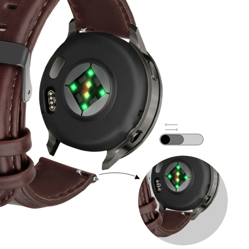 Bandz Garmin Venu SQ Leather Strap 'Classic' (Dark Brown)