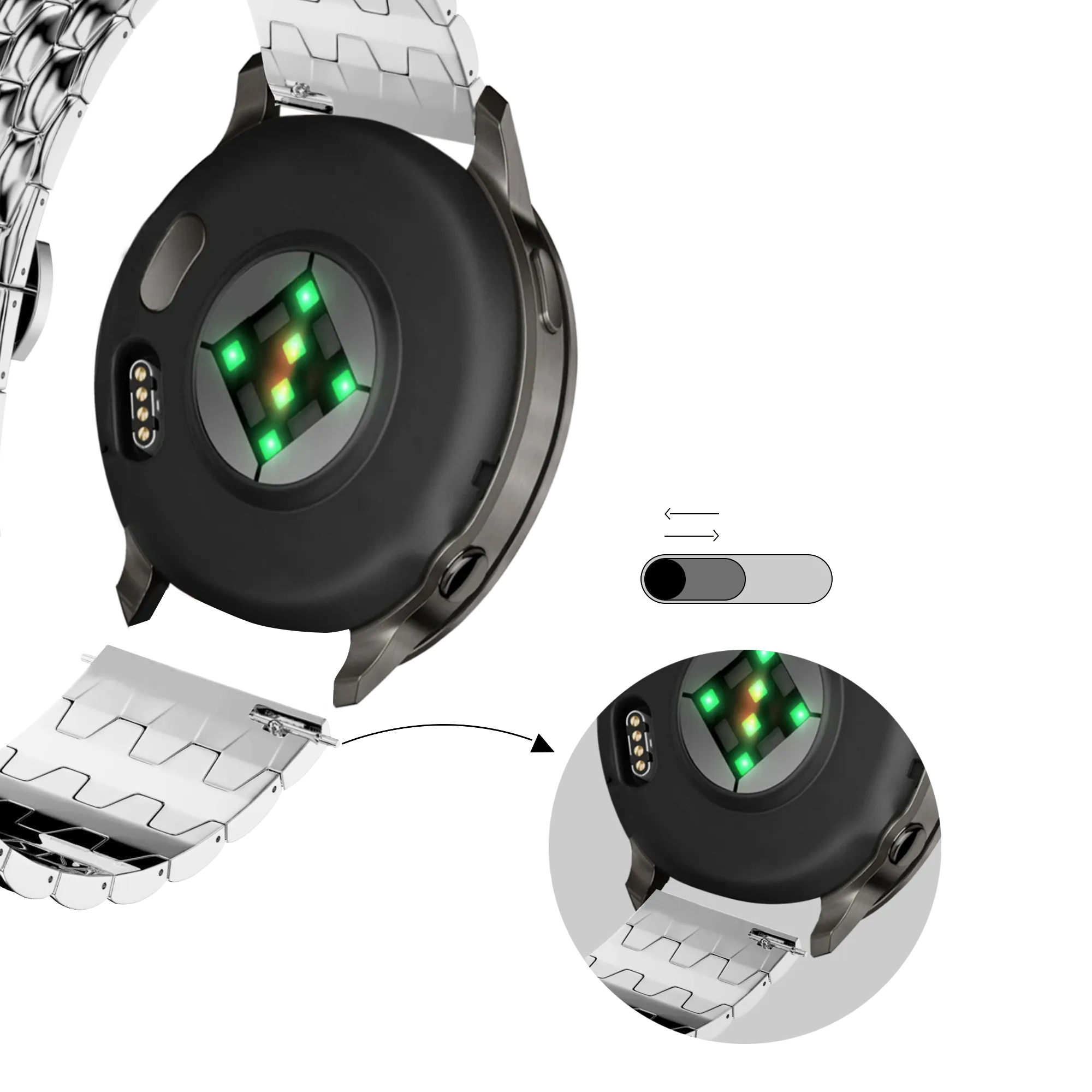 Bandz Bracelet acier 'Dragon' Garmin Bounce 2 (argent)