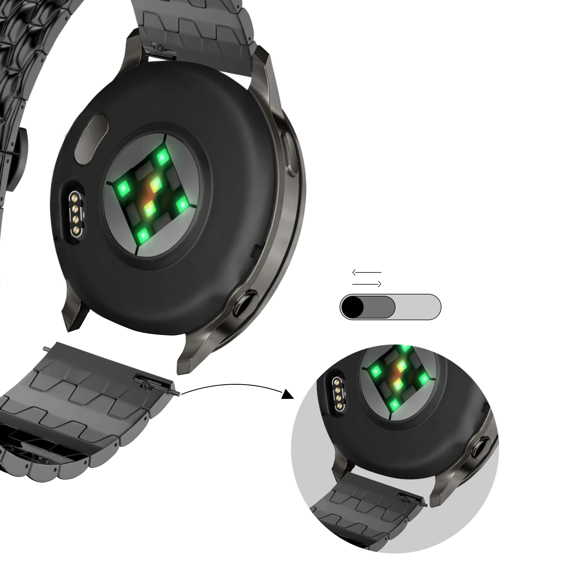 Bandz Bracelet acier 'Dragon' Garmin Bounce 2 (noir)