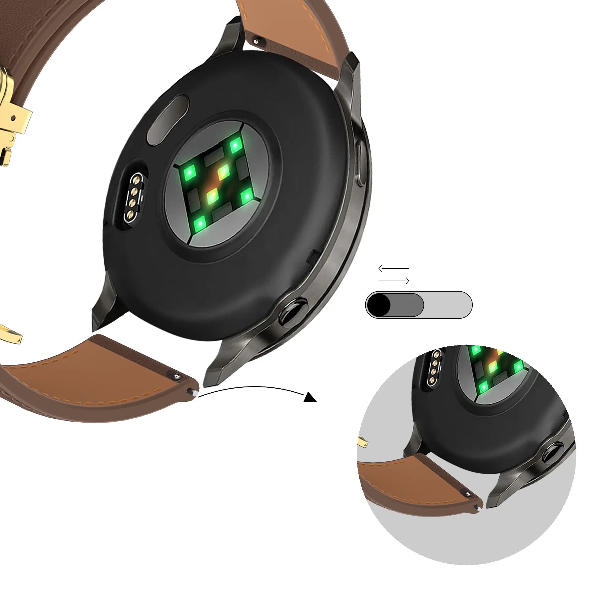 Bandz Bracelet cuir 'D-Type' Garmin Venu (marron foncé)