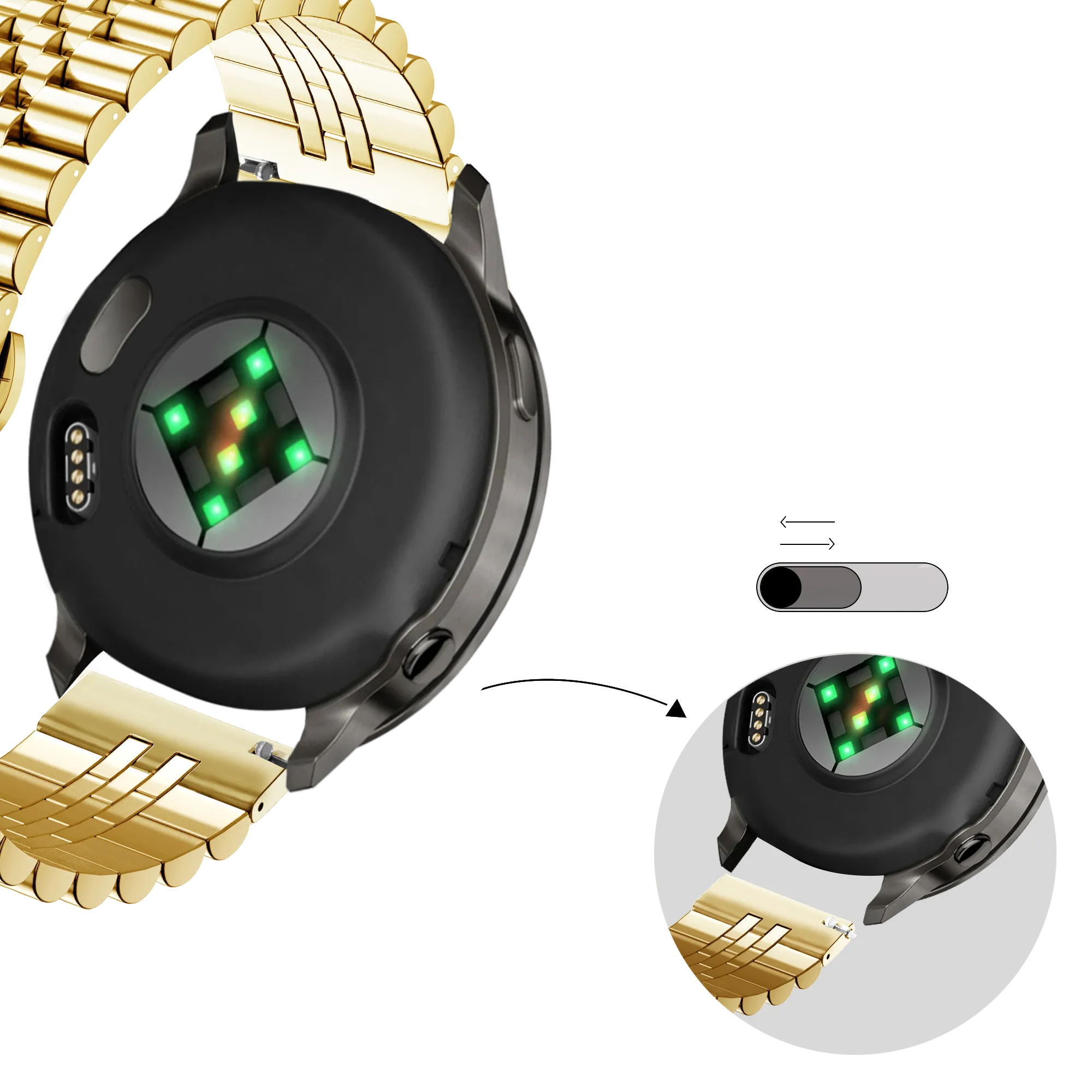 Bandz Bracelet acier 'Jubilee' Garmin Vivomove 3s (or)