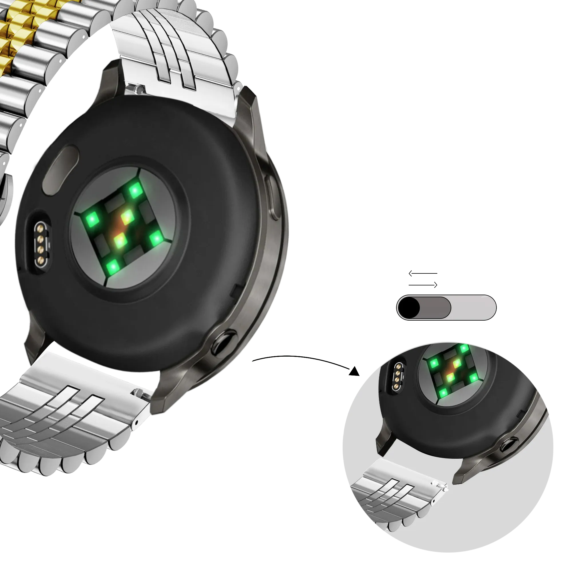 Bandz Garmin Vivomove 3s Steel Strap 'Jubilee' (Silver/Gold)