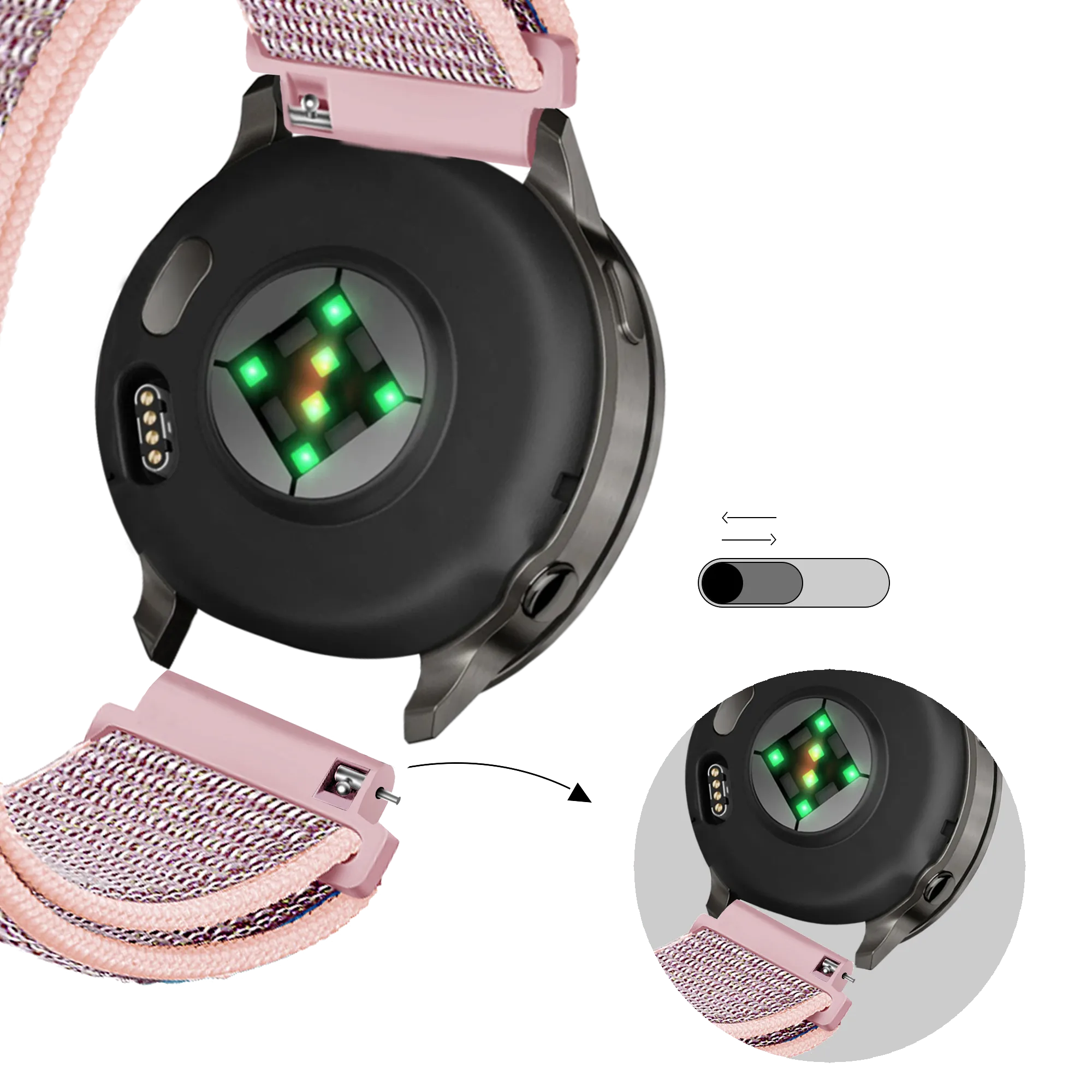 Bandz Bracelet nylon à boucle Garmin Approach J1 (rose)