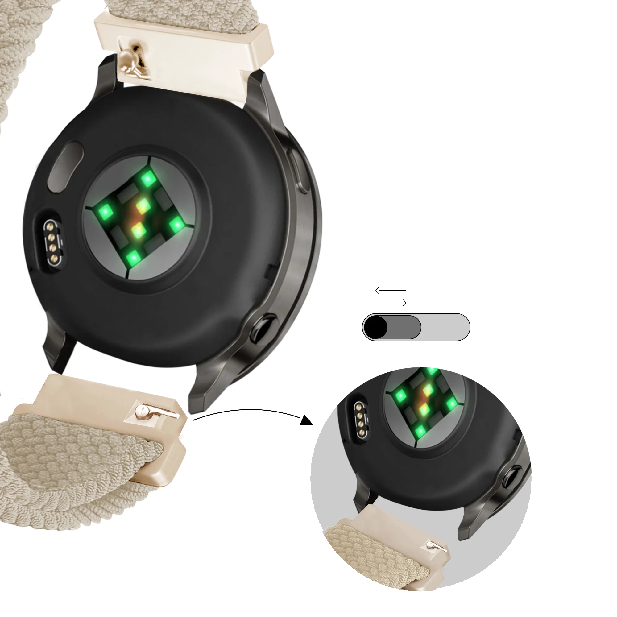 Bandz Bracelet tressé réglable Garmin Venu 2s (lumière stellaire)