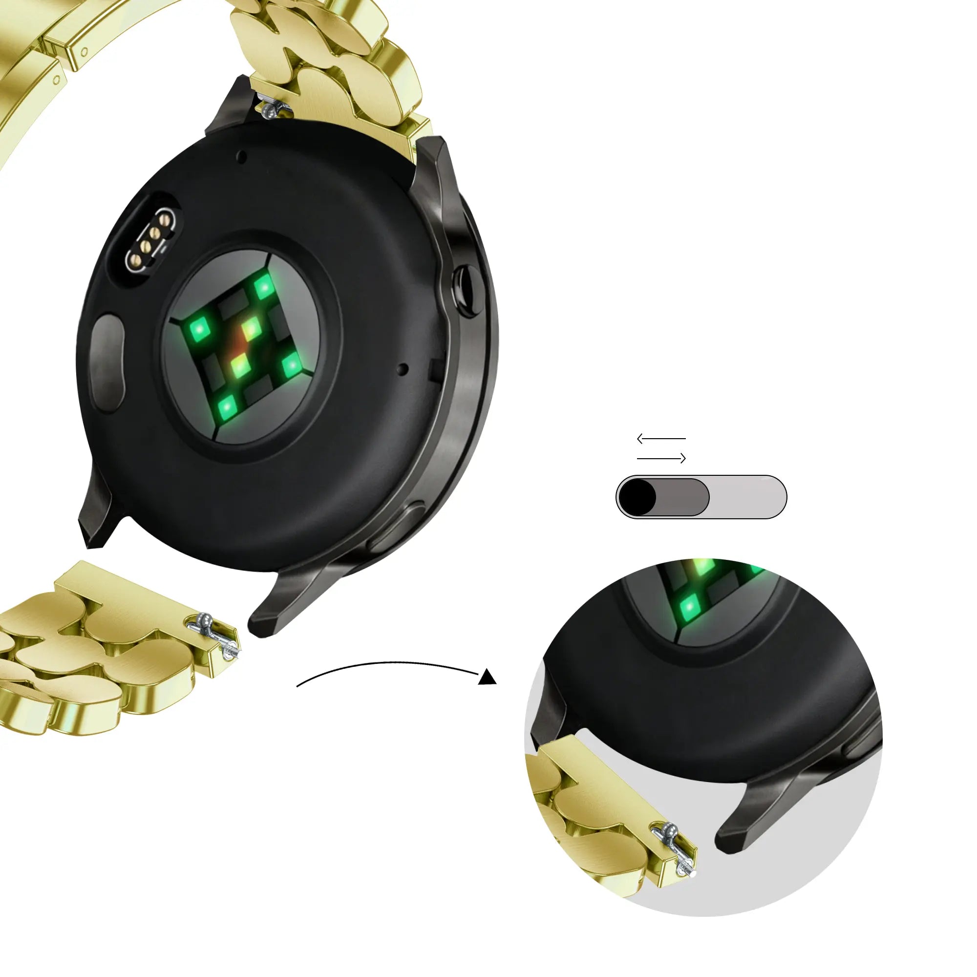 Bandz Bracelet acier 'Oval' Garmin Vivomove 3s (or)