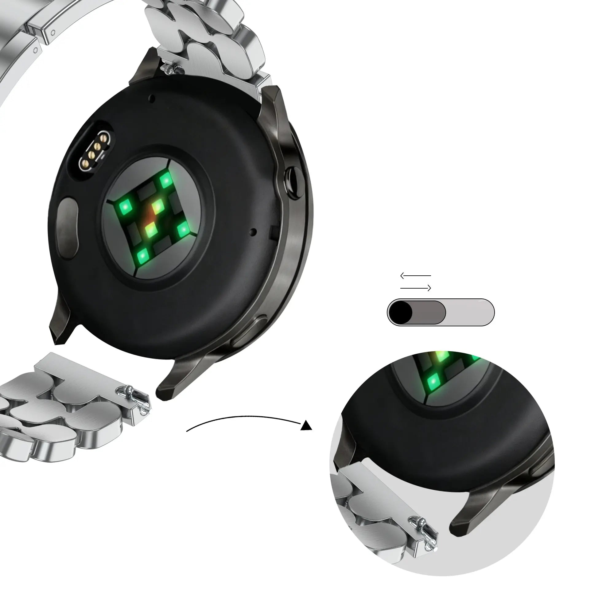 Bandz Bracelet acier 'Oval' Garmin Vivomove 3s (argent)