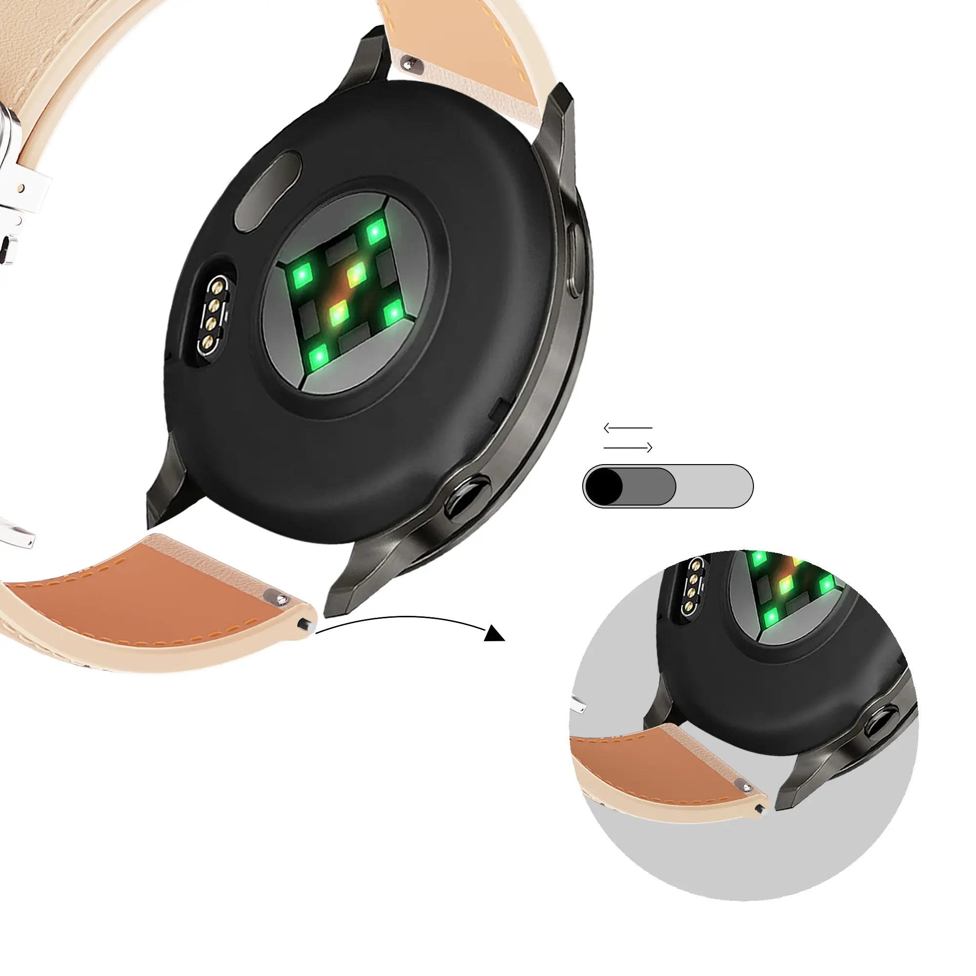 Bandz Amazfit Active Leather Strap 'D-Type' (Beige)