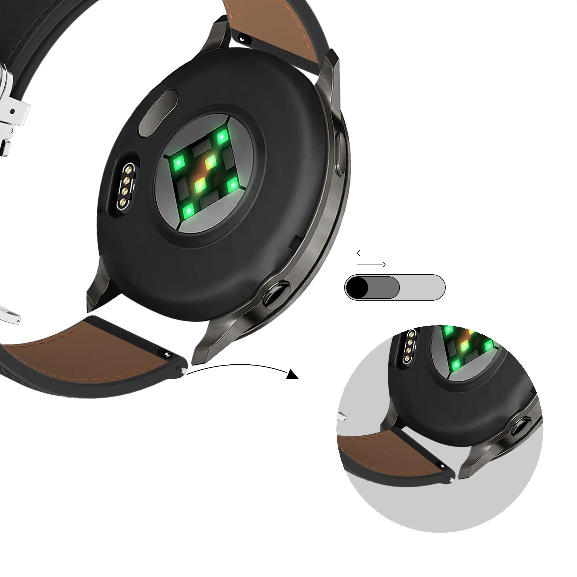 Bandz Amazfit Active Leather Strap 'D-Type' (Black)