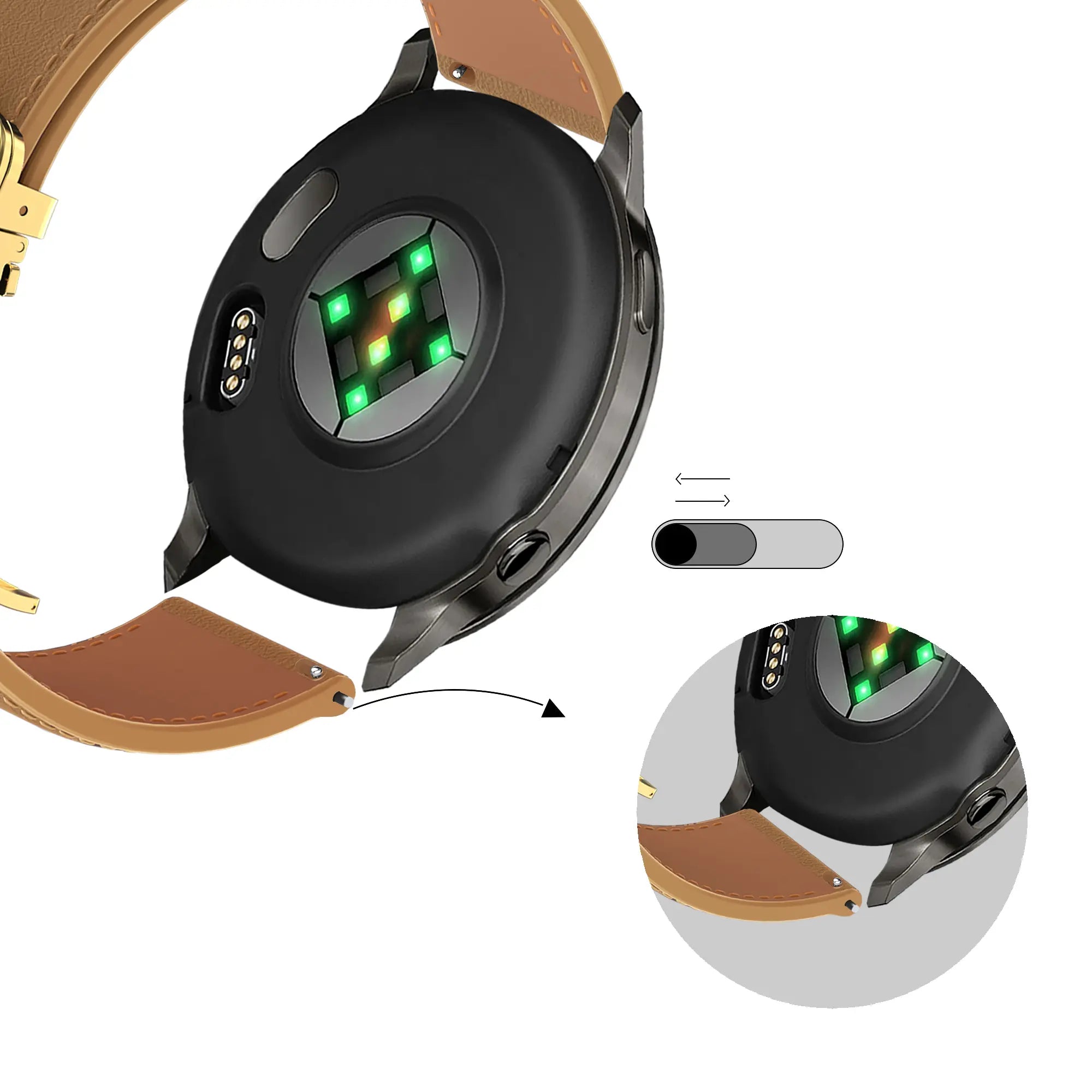 Bandz Bracelet cuir 'D-Type' Amazfit Cheetah 2 Pro (thé au lait)