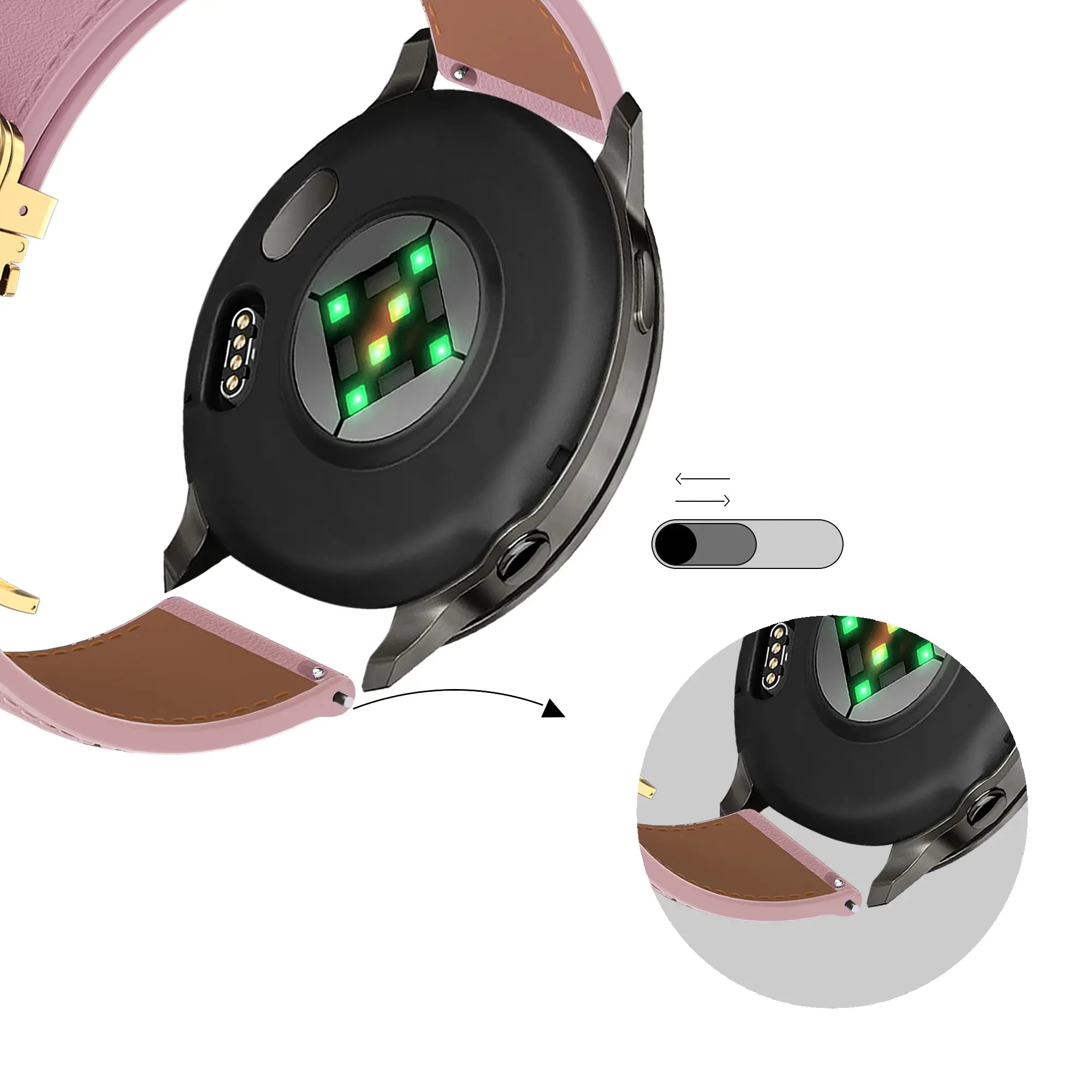 Bandz Amazfit Active Leather Strap 'D-Type' (Pink)