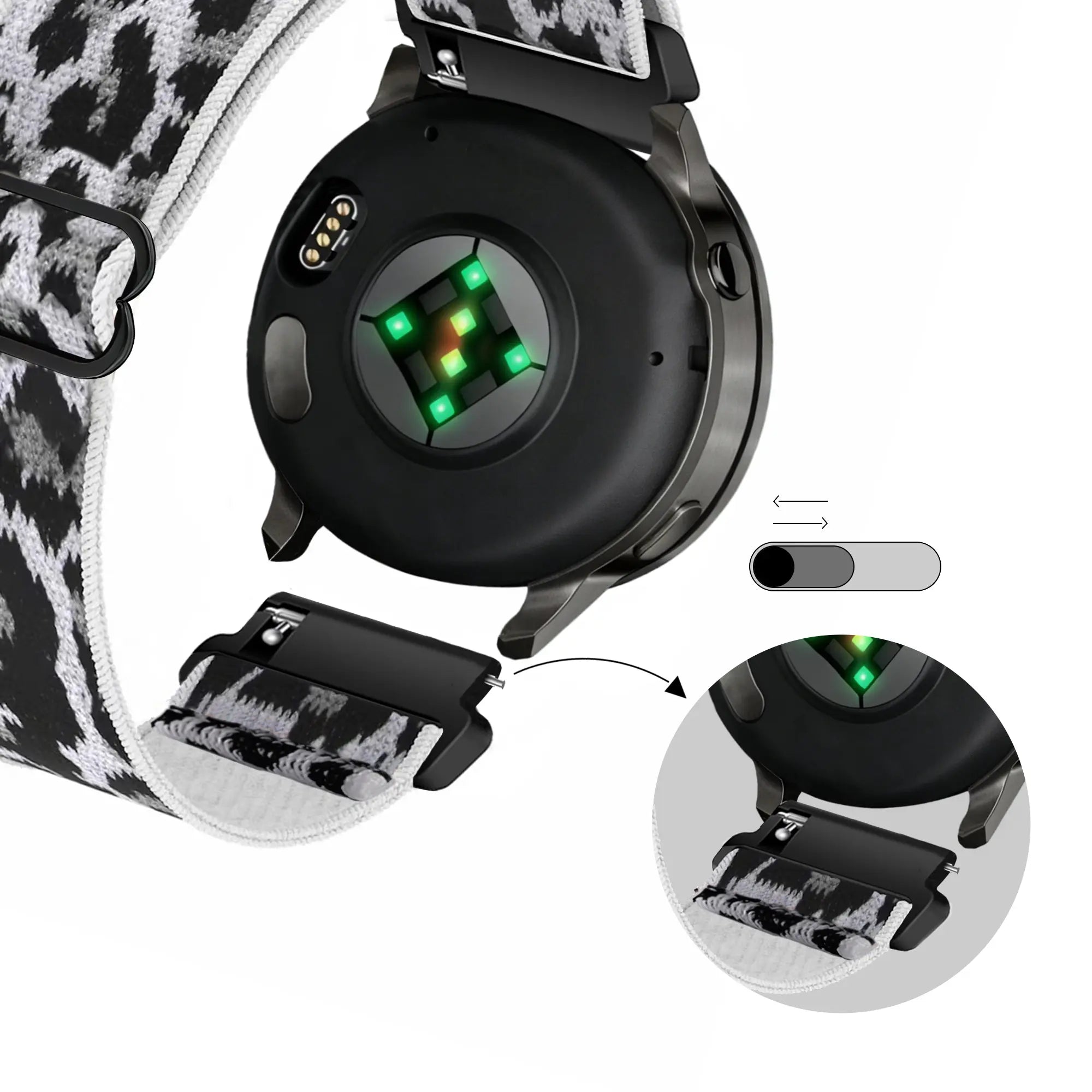 Bandz Bracelet nylon élastique Actyve Smartwatch 20mm (léopard blanc)