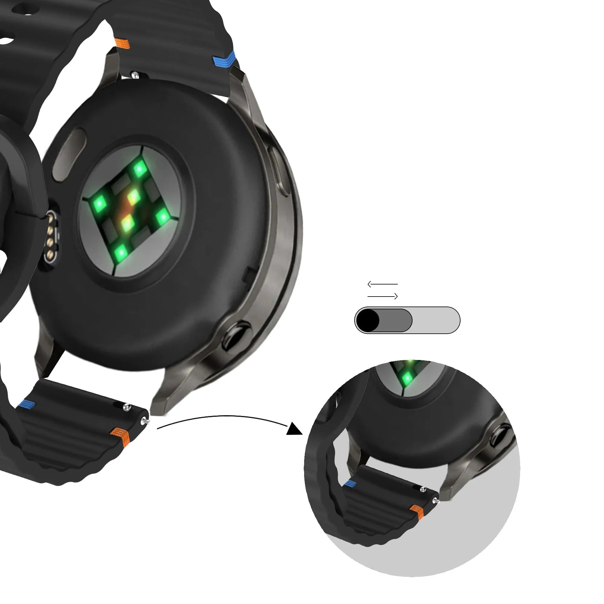 Bandz Bracelet silicone ondulé Garmin Forerunner 265s (noir)