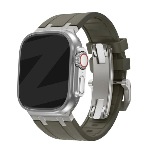 Bandz Bracelet silicone 'Luxe Liquid' Apple Watch (marron/titane)