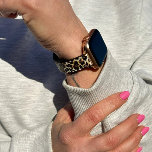 Bracelet cuir Apple Watch (léopard)