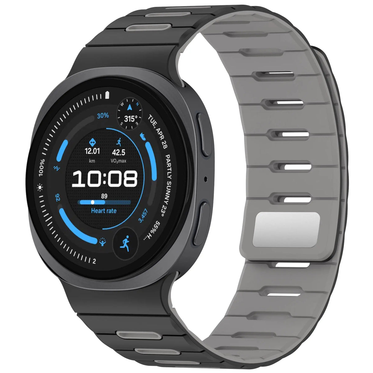 Samsung Galaxy Watch 9 - 44mm Magnetic Silicone Strap (Black/Grey)