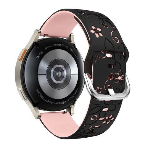 Huawei Watch GT 7 - 41mm Flower Silicone Strap (Black/Light Pink)