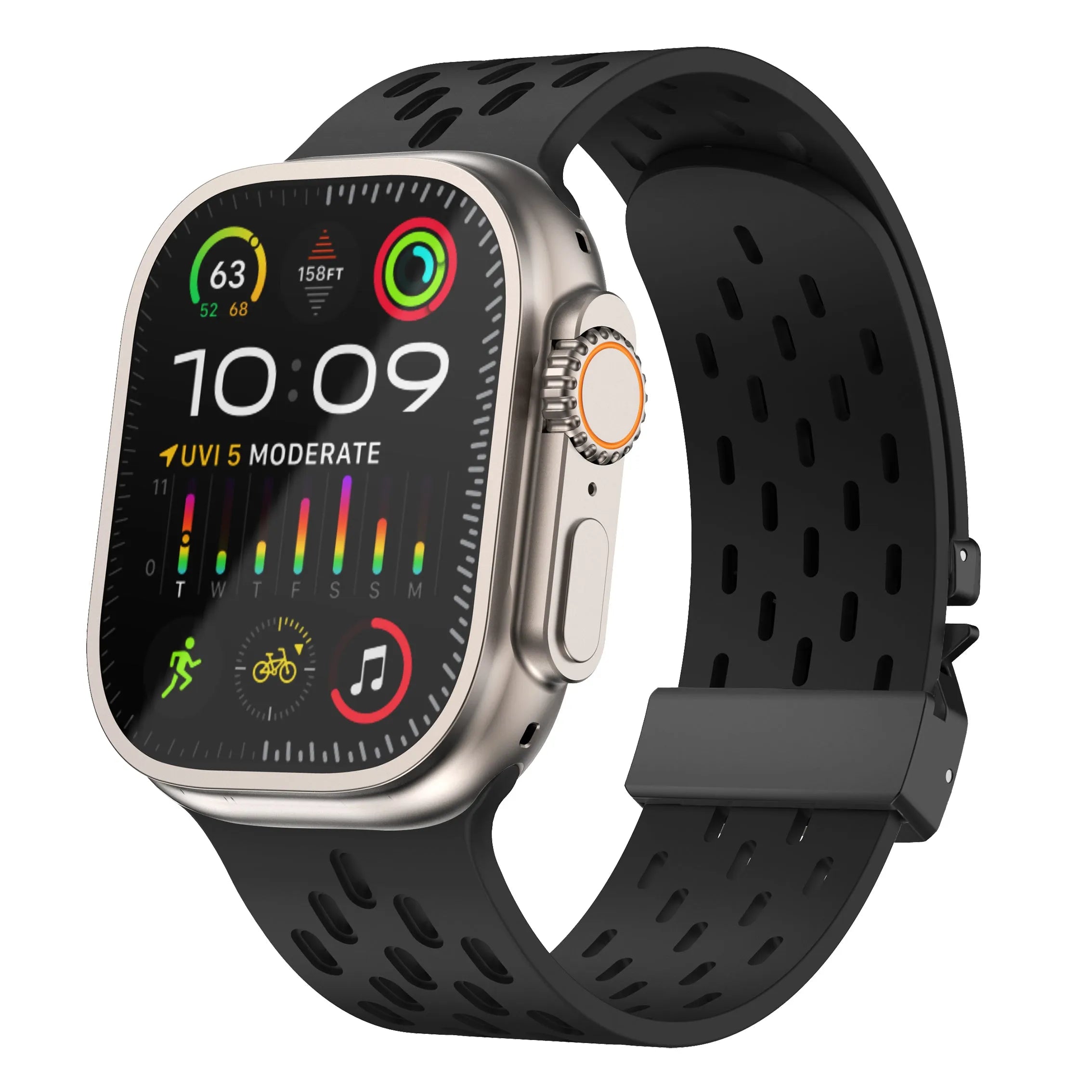 Bracelet silicone air avec P-buckle pour Apple Watch (noir)