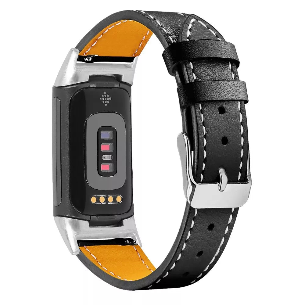 Bracelet cuir moderne Fitbit Charge 5 (noir)