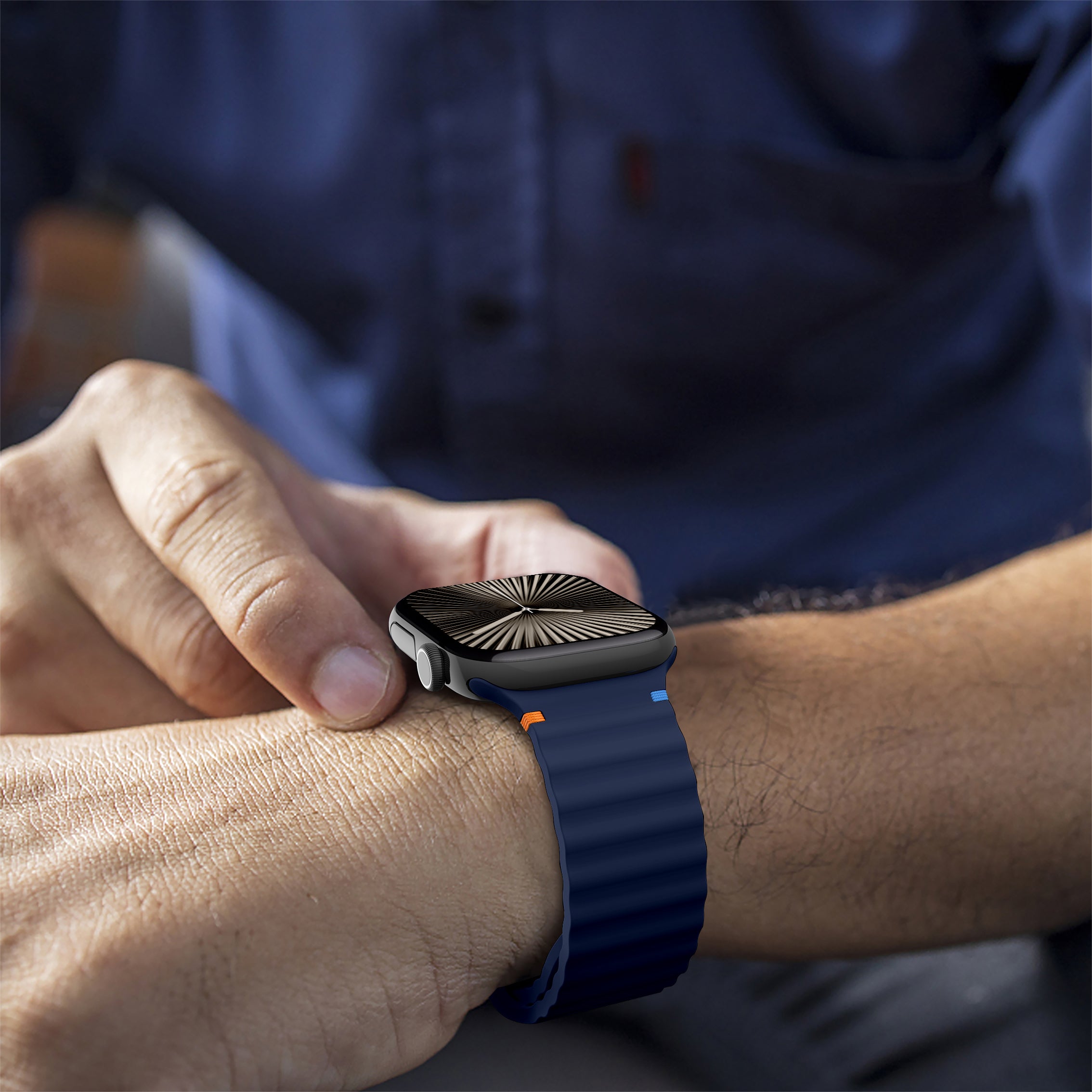 Bracelet Silicone Wave Apple Watch (bleu foncé)