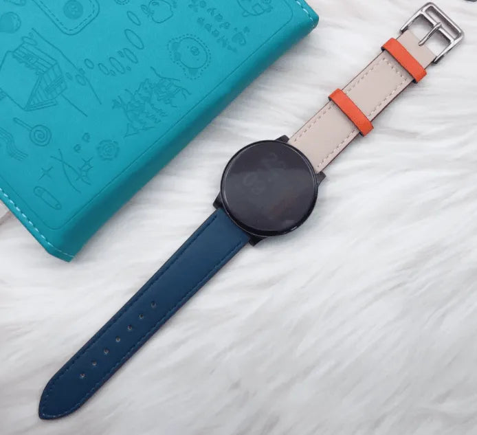Bracelet cuir Duo Amazfit GTS 4 (blanc/ bleu foncé)