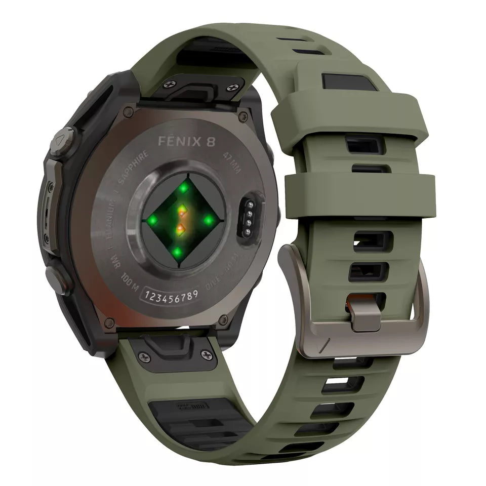 Bracelet sport avec boucle Garmin Quatix 8 - 51mm (vert olive/noir)