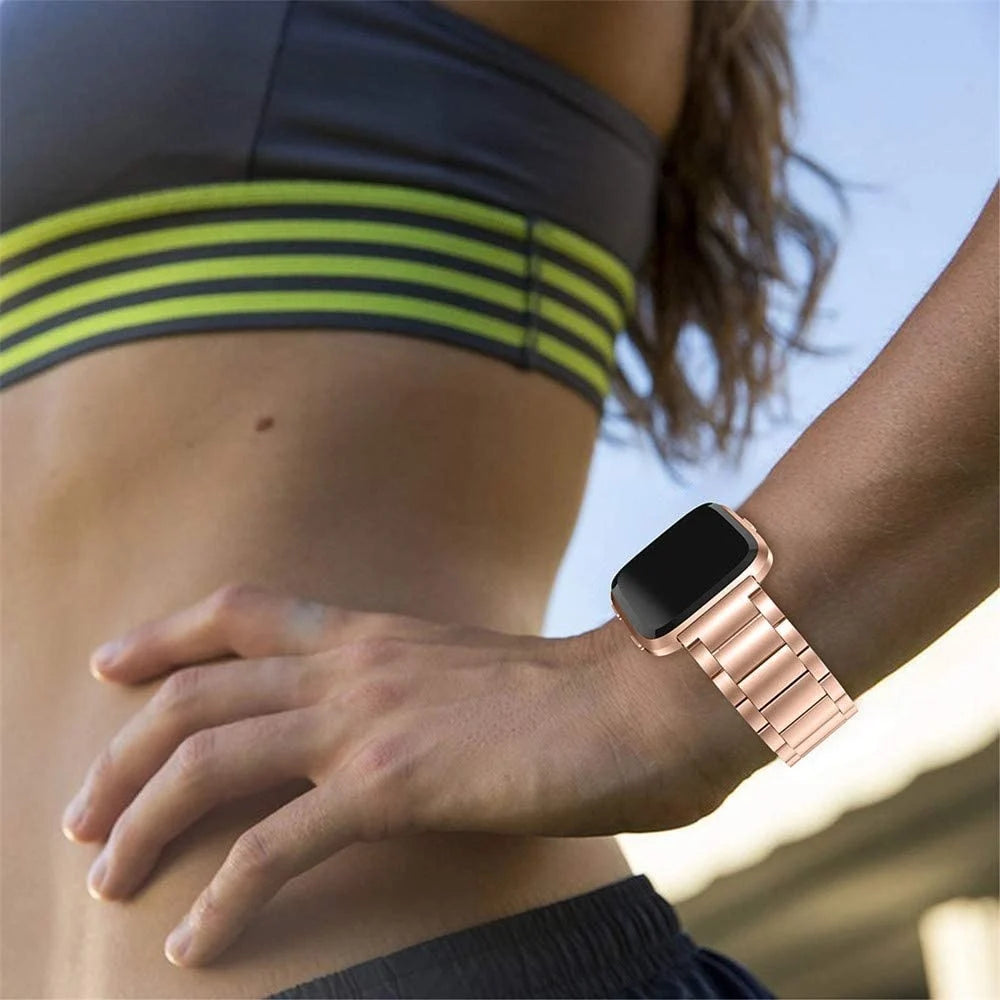 Bracelet acier Fitbit Versa (or rose)