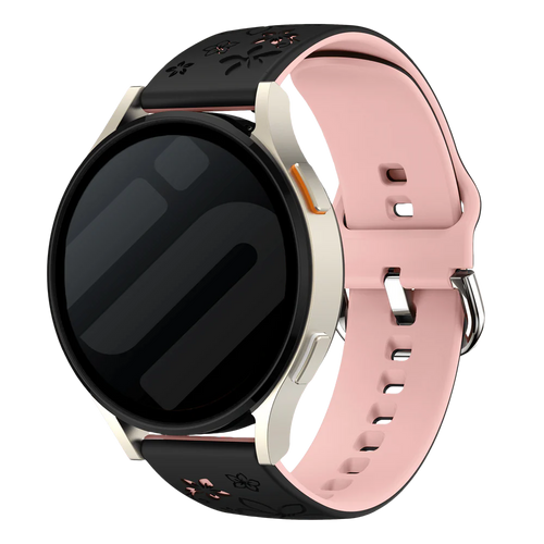 Huawei Watch GT 7 - 41mm Flower Silicone Strap (Black/Light Pink)