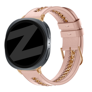 Bandz Samsung Galaxy Watch 9 - 44mm Leather Strap 'Chains' (Pink)