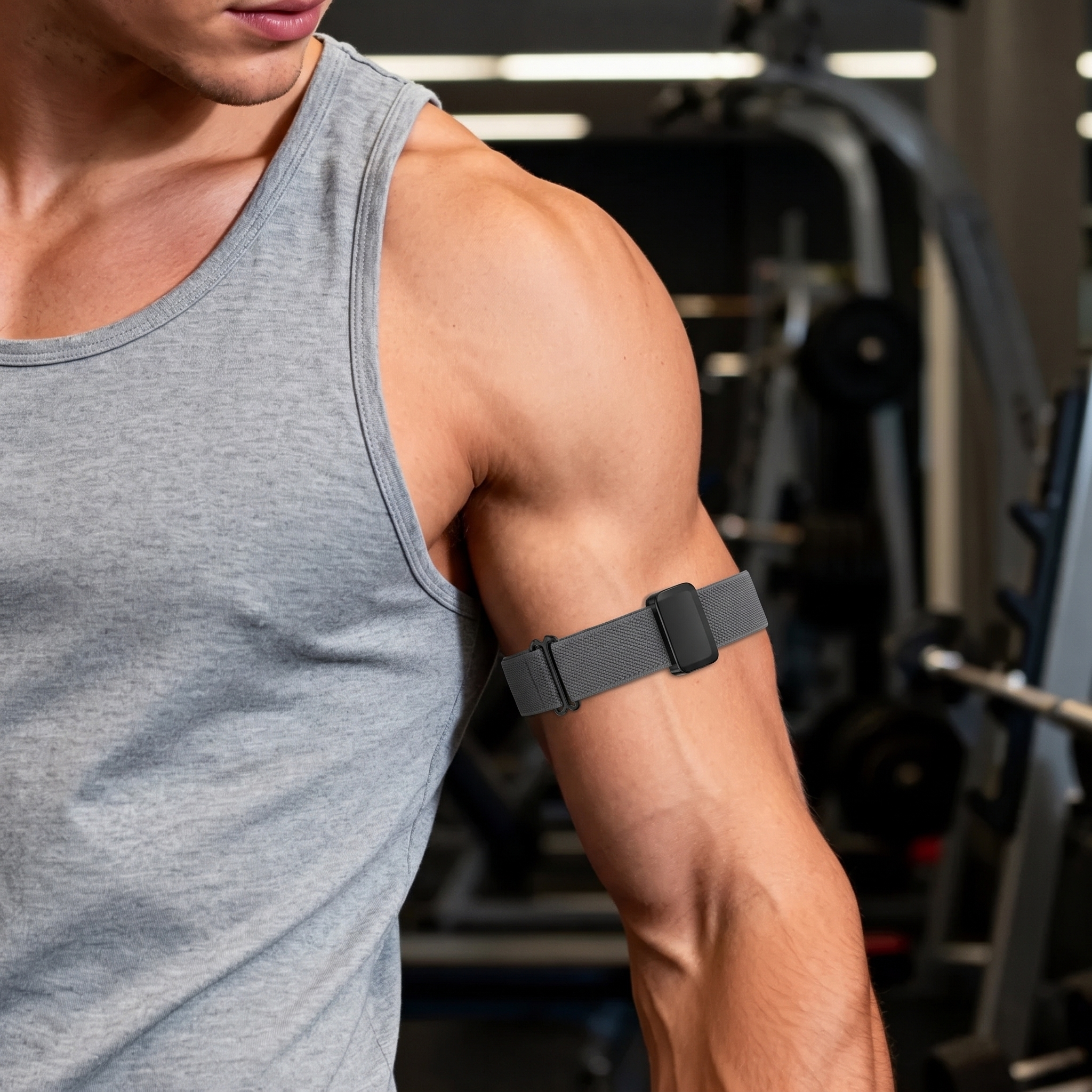 Bandz Bracelet biceps nylon avec boucle-D Fitbit Air (gris foncé)