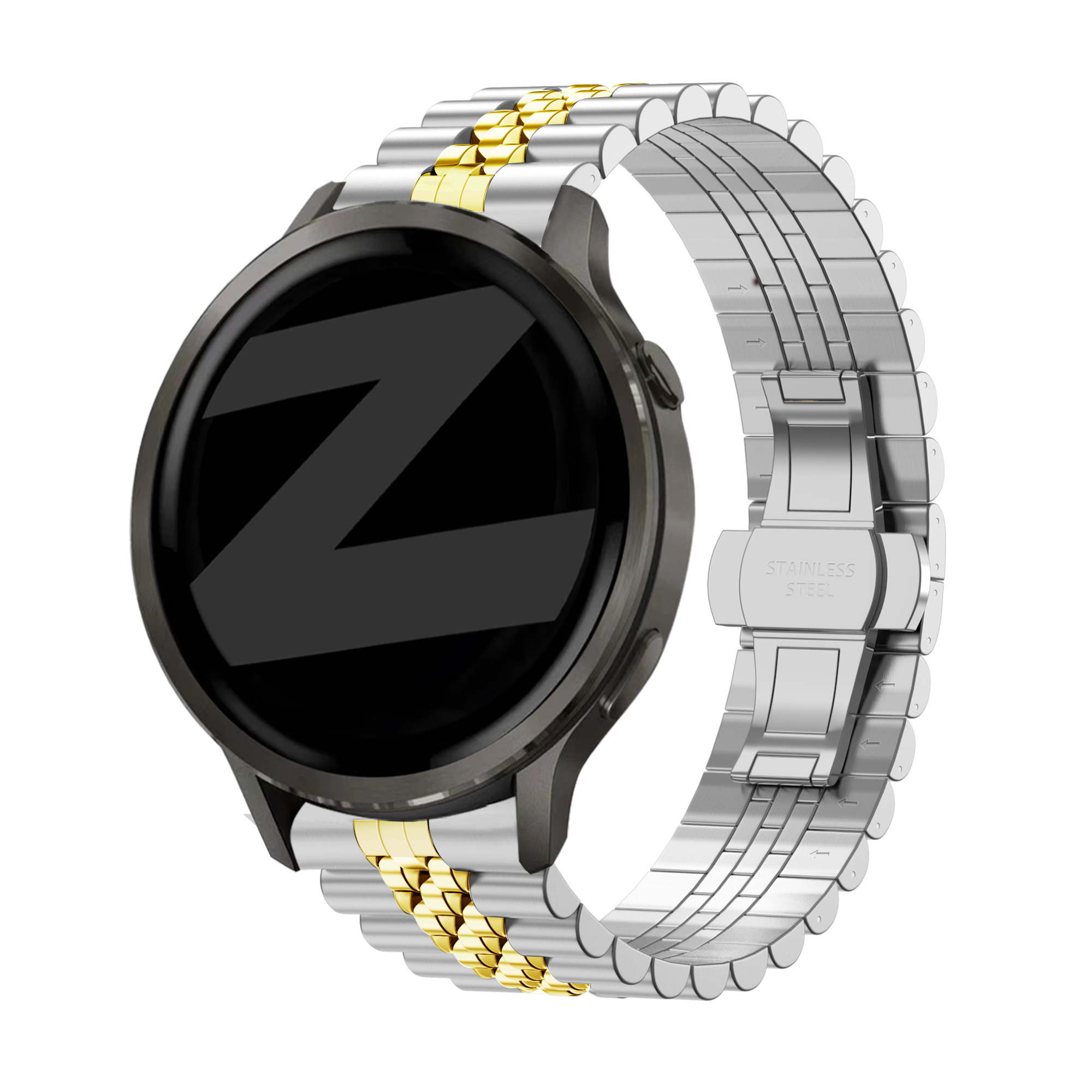 Bandz Bracelet acier 'Jubilee' Garmin Forerunner 265s (argent/or)