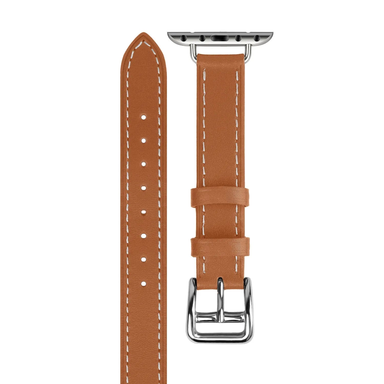 Bracelet cuir Double Tour Apple Watch (marron clair)