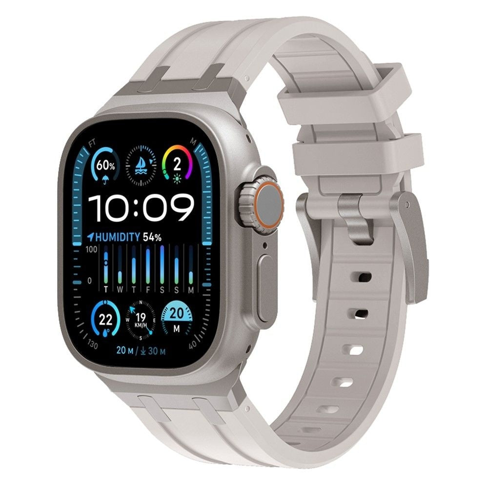 Bracelet silicone Premium Liquid Apple Watch (lumière stellaire/titane)