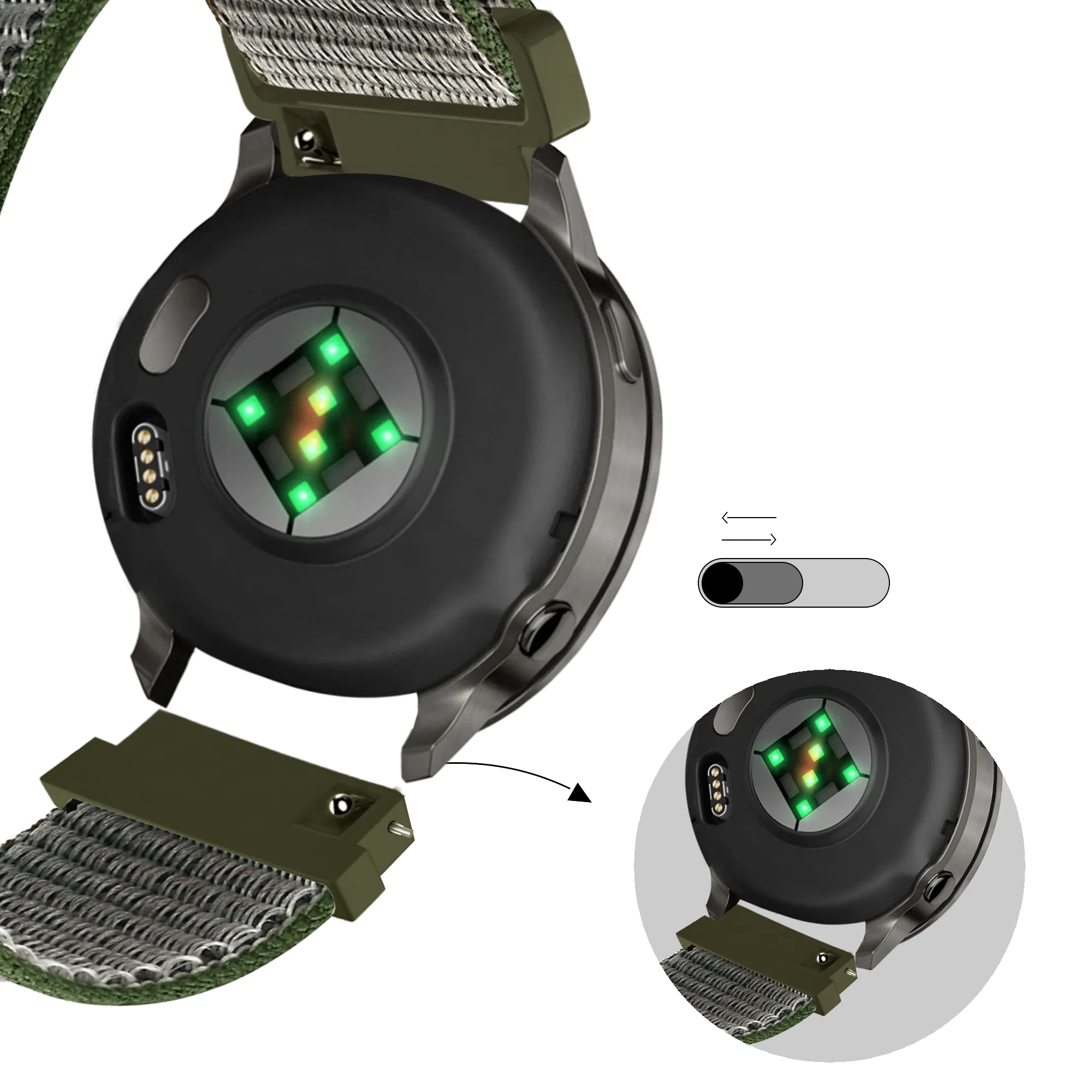 Bandz Bracelet nylon Loop Garmin Vivomove 3 (olive)