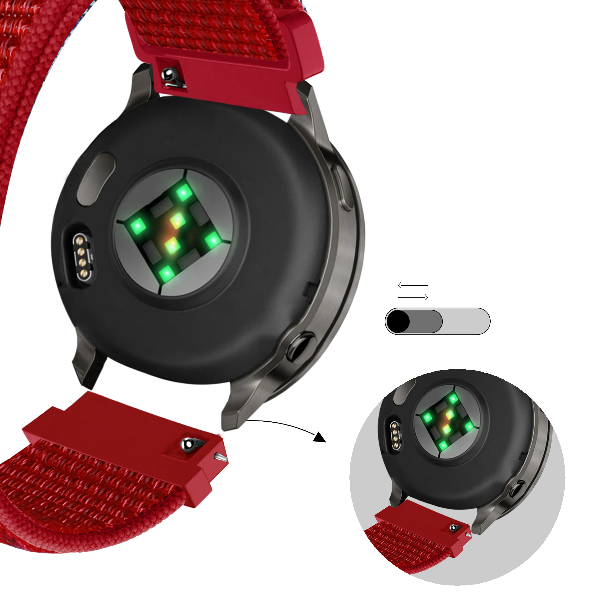 Bandz Garmin Forerunner 170 Nylon Loop Strap (Red)