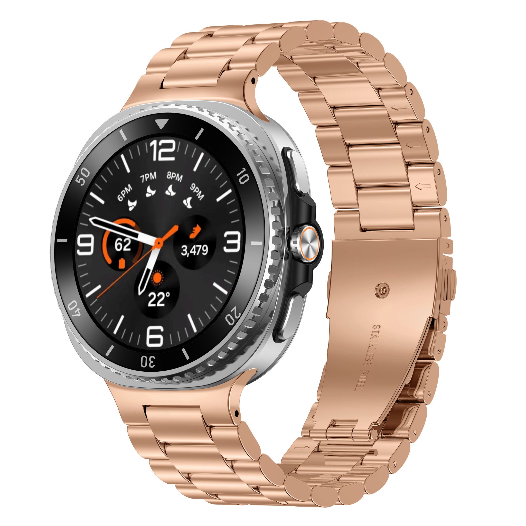 Bracelet acier Samsung Galaxy Watch 8 Classic (rose-doré)
