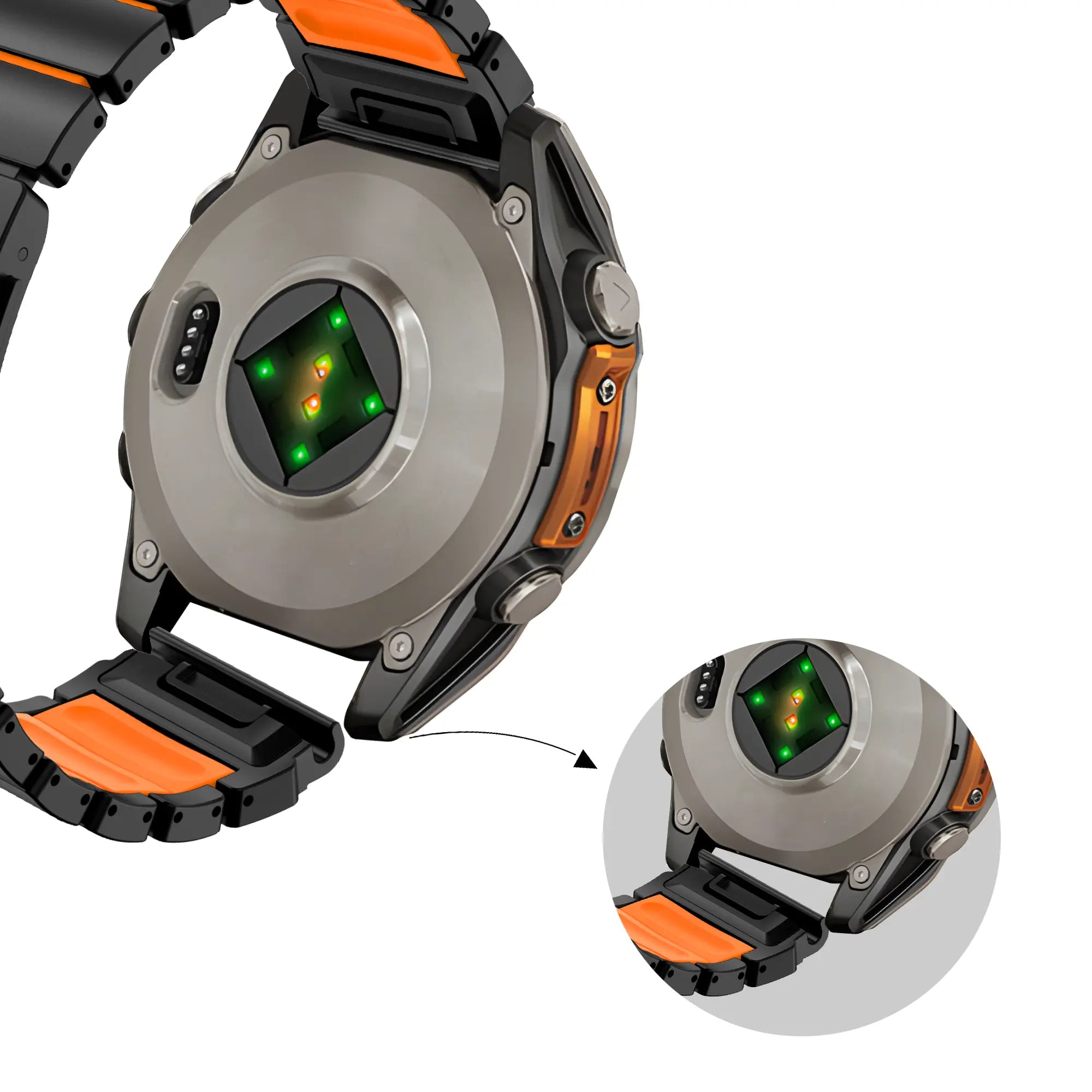 Bandz Garmin Fenix E Titanium Strap 'Hybrid' (Black/Orange)