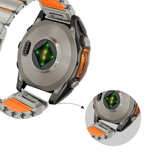 Bandz Garmin Instinct Titanium Strap 'Hybrid' (Titanium/Orange)