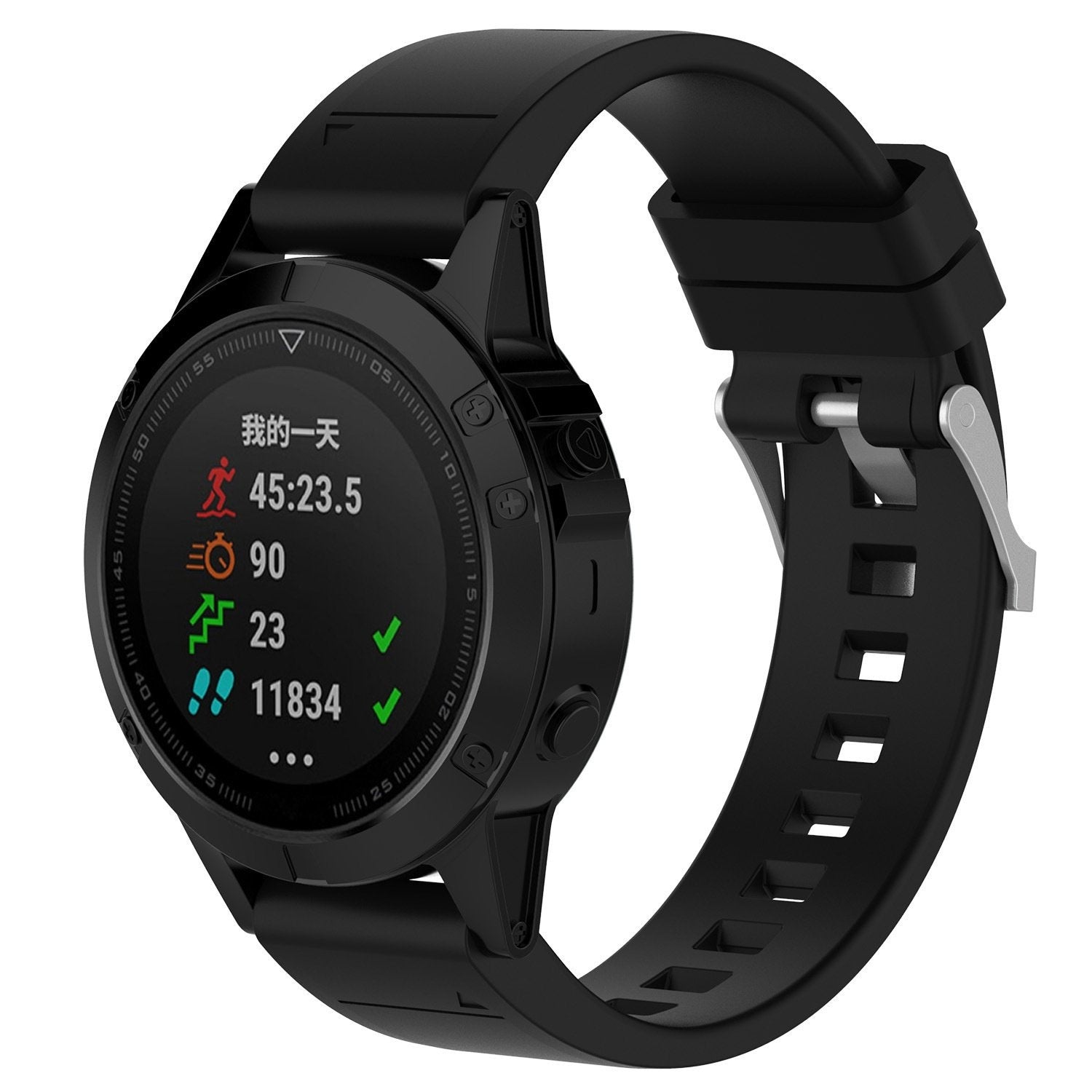 Bracelet silicone brillante Garmin Instinct 2 (noir)