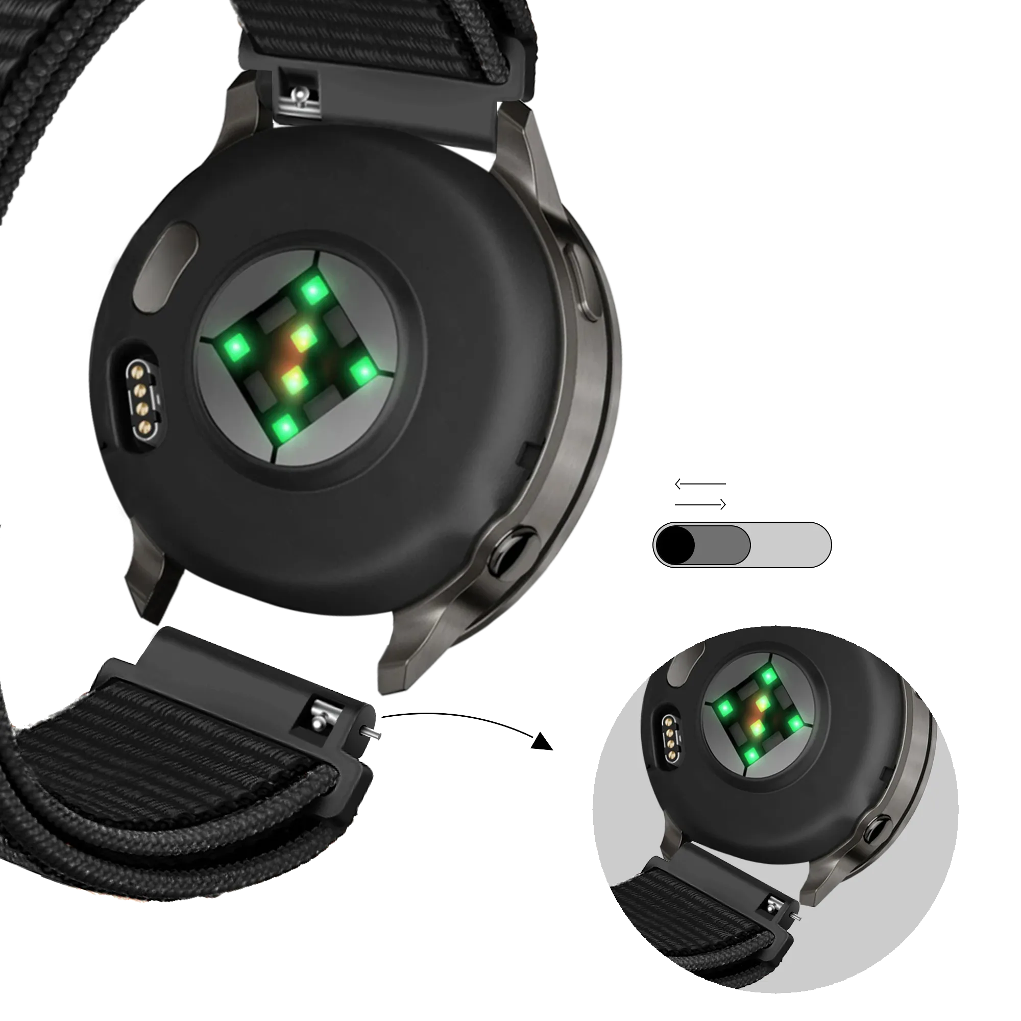 Bandz Bracelet nylon Loop Garmin Venu 2s (noir)